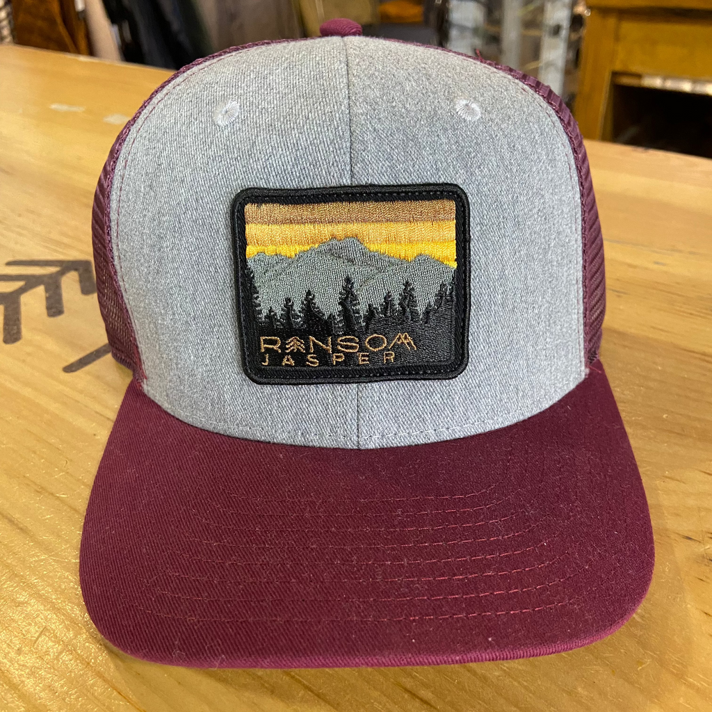 Pyramid Patch Hat in Maroon/Heather