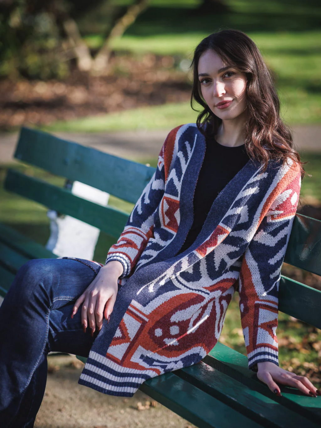 PAPILLON Geo Print Knitted Cardigan